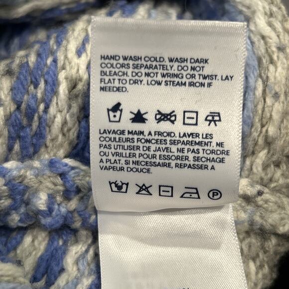 Lands End Fair Isle Sweater plus Size 2X Blue Gray Nordic cabincore warm wool - Picture 8 of 8